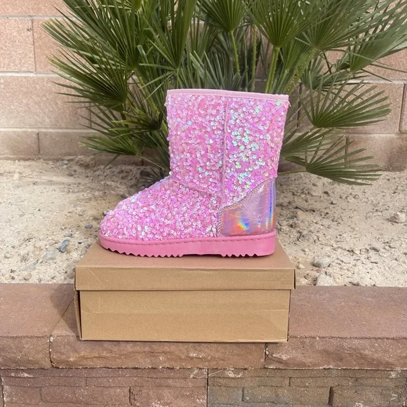 Pink Sequin Winter Boots 💕 - Picture 1 of 6